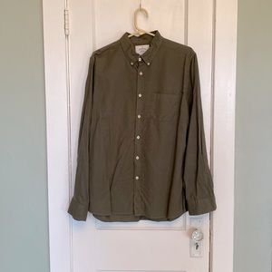 Portuguese Flannel slim fit button down shirt in olive green
